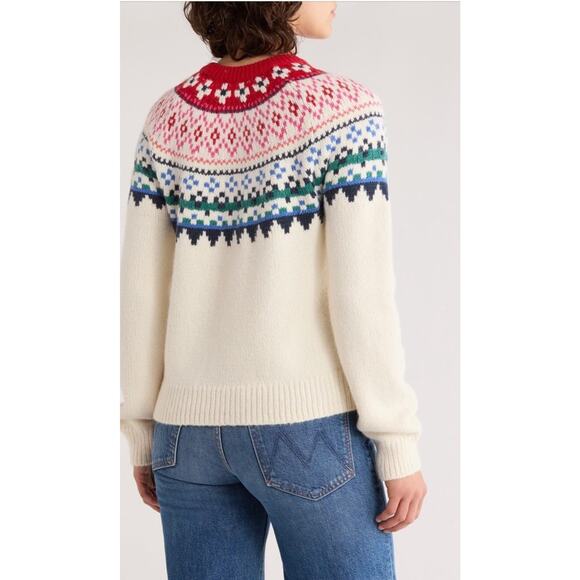 Marine Layer Fiorella Fair Isle Crewneck Sweater Merino Wool S NEW $178 - Picture 2 of 10